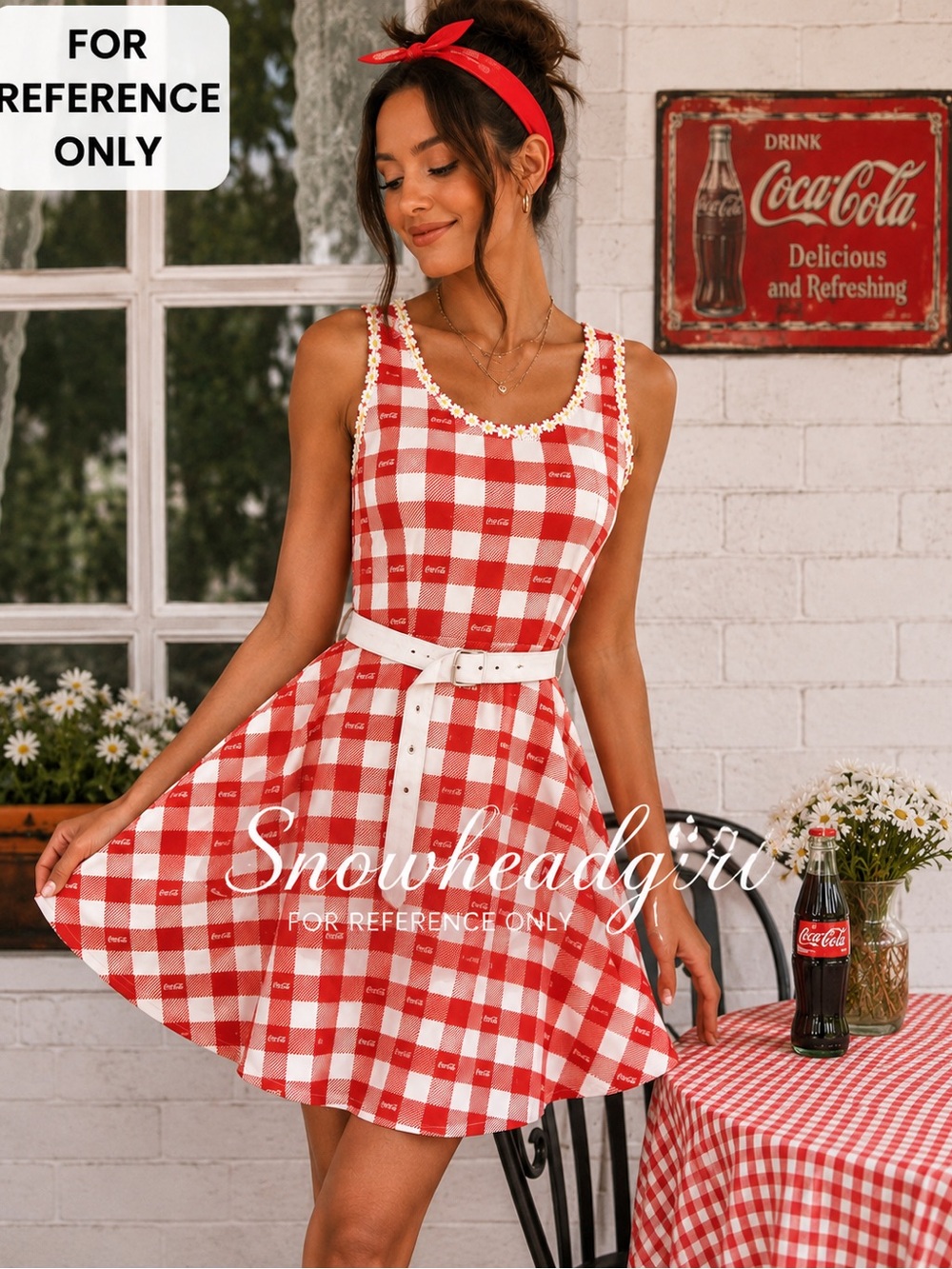 Stitch Shoppe x Coca-Cola Gingham Daisy Fit & Flare Dress | Size Small
